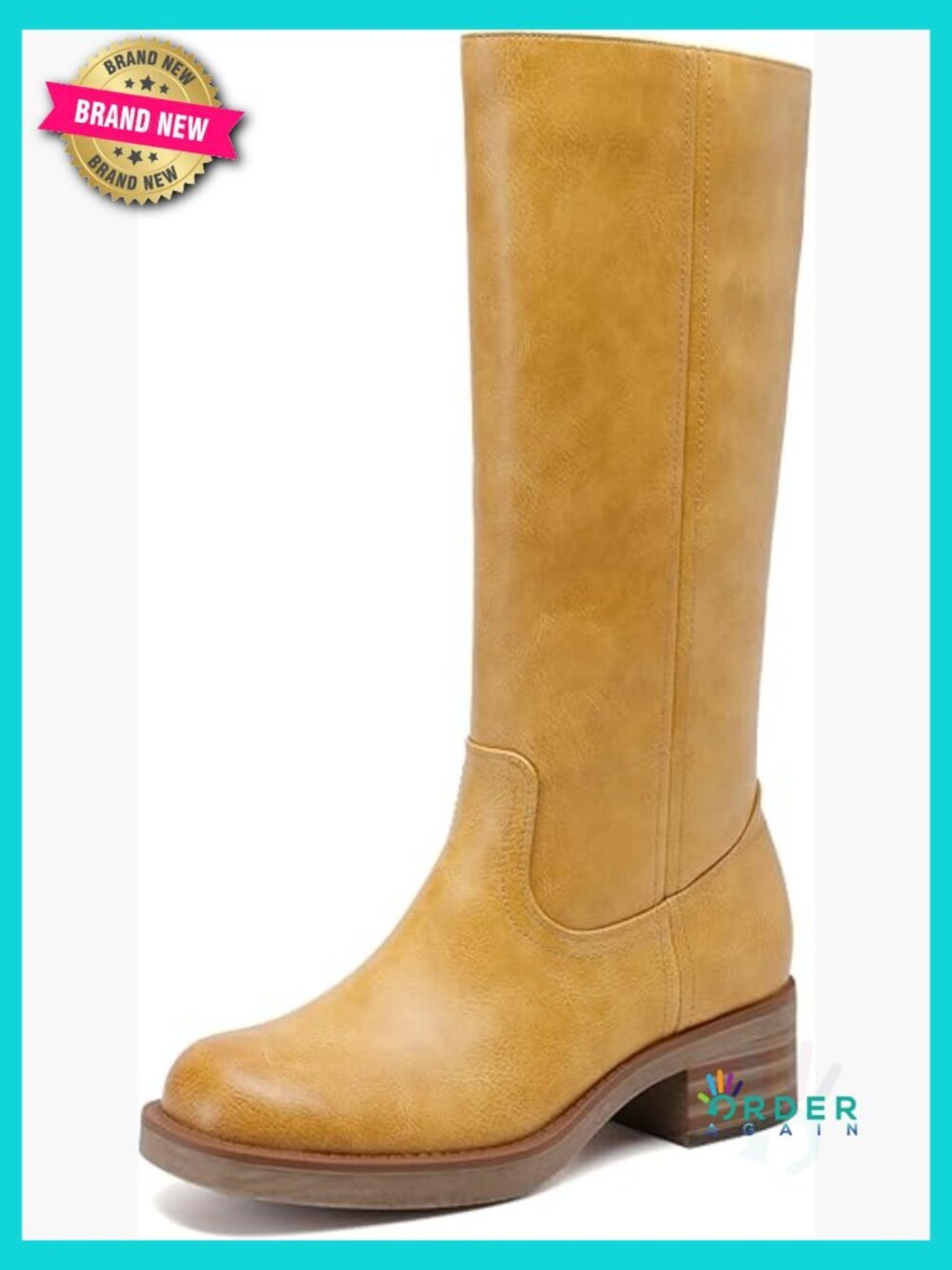 Square Toe Platform Chunky Block Heel Knee High Riding Boots